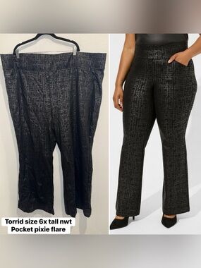 torrid Black Textured Pixie Flare Pants 6x tall NWT